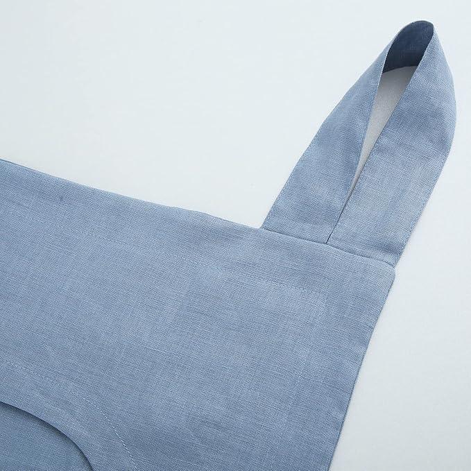 Amazhiyu 100% Linen Door Hanging Laundry Hamper Bag, 19x27 Inches, Steel Blue