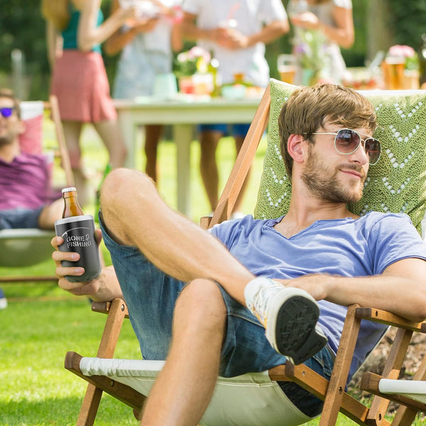 Fishing Beer Can Holder - Double Wall Vacuum Insulated Can Cooler, Powder Coated Stainless Steel 