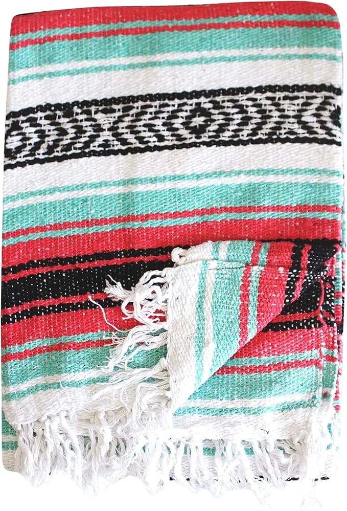Del Mex Classic Mexican Blanket, Large Authentic Woven Falsa Throw (70