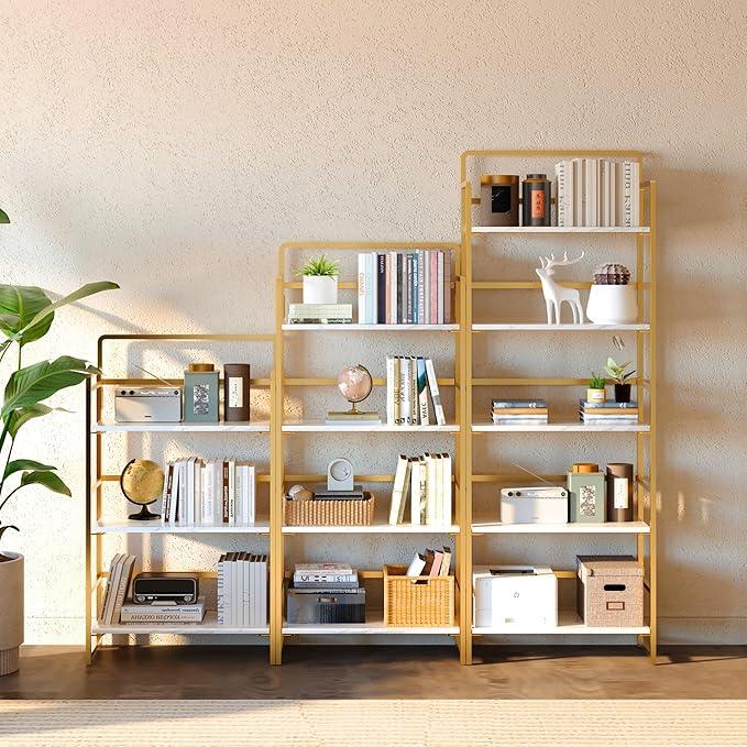4NM No Assembly Foldable Bookshelf, 4-Shelf Collapsible Bookcase Storage for Small Spaces, 54
