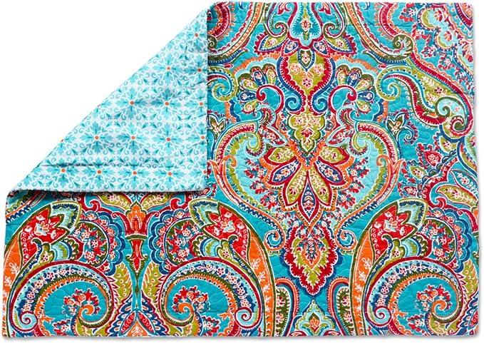 NEWLAKE Quilted Cotton Bed Pillowcases, European Gorgeous Floral Pattern, 2 Pieces, 20x27 Inch