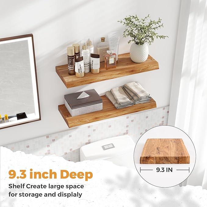 RICHFOCUS Live Edge Elm Floating Shelves - 24