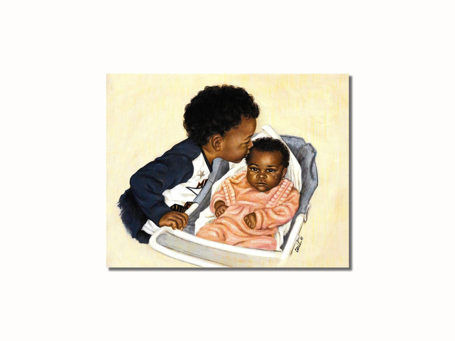 African American Art Print - Black Big Brother Baby Room 8x10 Wall Decor