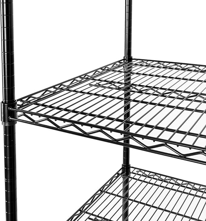 Seville Classics UltraDurable Heavy Duty NSF Solid Steel Wire Rack Storage Unit, Organizer for Garage, Warehouse, Office, Restaurant, Classroom, Kitchen, Black, 5-Tier Shelving, 60