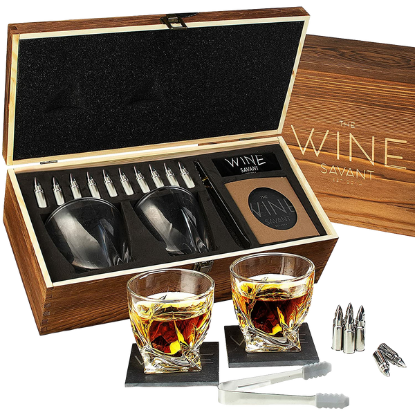 Luxurious Bar Gift Set - 2 Whiskey Glasses + 10 Bullets