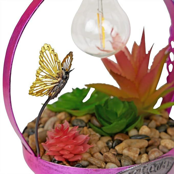 Alpine Corporation LYT288SLR-HH Solar-Powered Metal Flamingo w/Garden Enclosed LED Light, Solar Patio Décor, 16''H, Pink