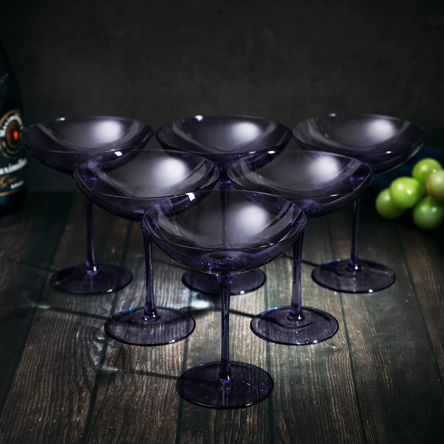 Lavender Champagne Coupes 12oz Set of 6 by The Wine Savant - Colored Champagne Glasses, Prosecco, Mimosa Glasses Set, Cocktail Glass Set, Bar Glassware Bachelorette Anniversary Gifts