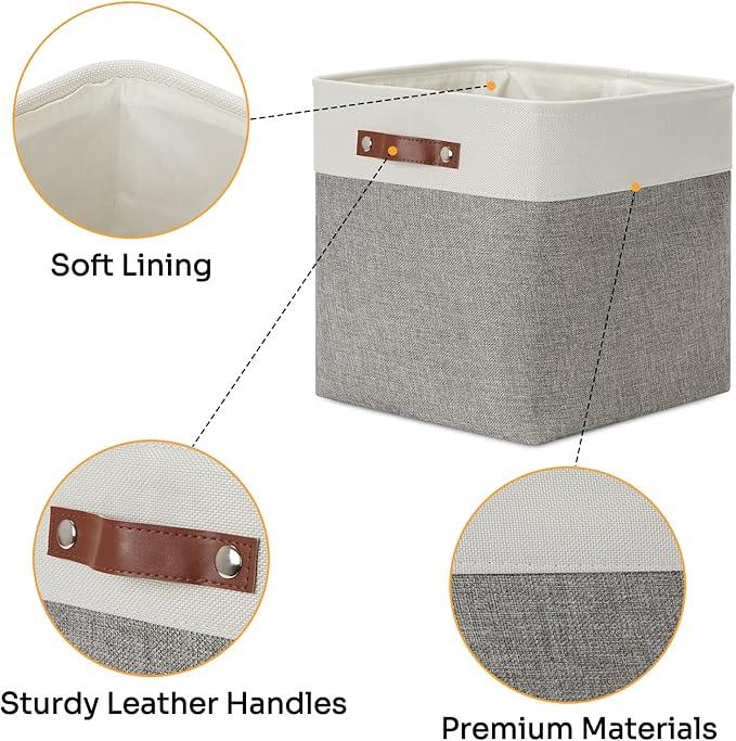 DULLEMELO 13 inch Fabric Storage Cubes 4 Pack Foldable Baskets/Bins for Home Office Organizer Closet, Shelves, Toy, Nursery