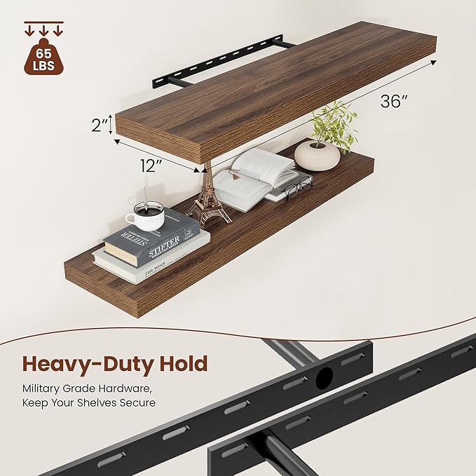 Wide Floating Shelves for Wall 12 Inch Deep, 36