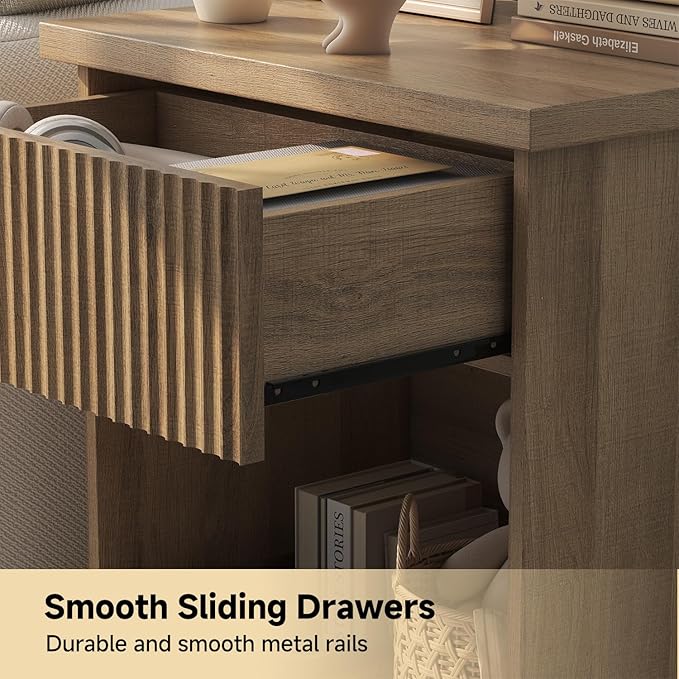 Fluted Nightstand Set of 2, 22.8