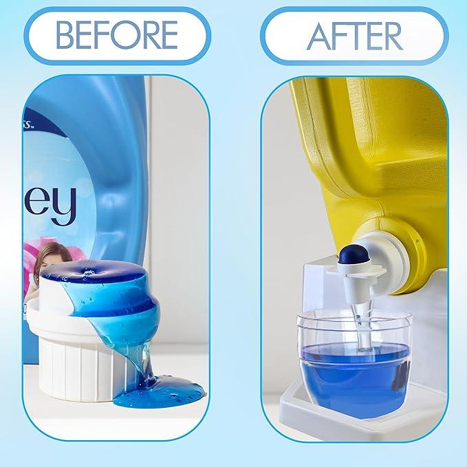 TidyFriend Laundry Detergent Dispenser with Tray & Strap, Laundry Soap Dispenser with Non-Slip Rubber Feet for Washing Room Organization, Easy Pour (White)