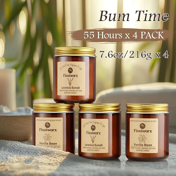 Scented Candle Set 4 Pack, Candle for Home Scented, Odor Eliminating, Stress Relief, 30oz, 220 Hours Long Lasting Soy Wax Gift Set for Women