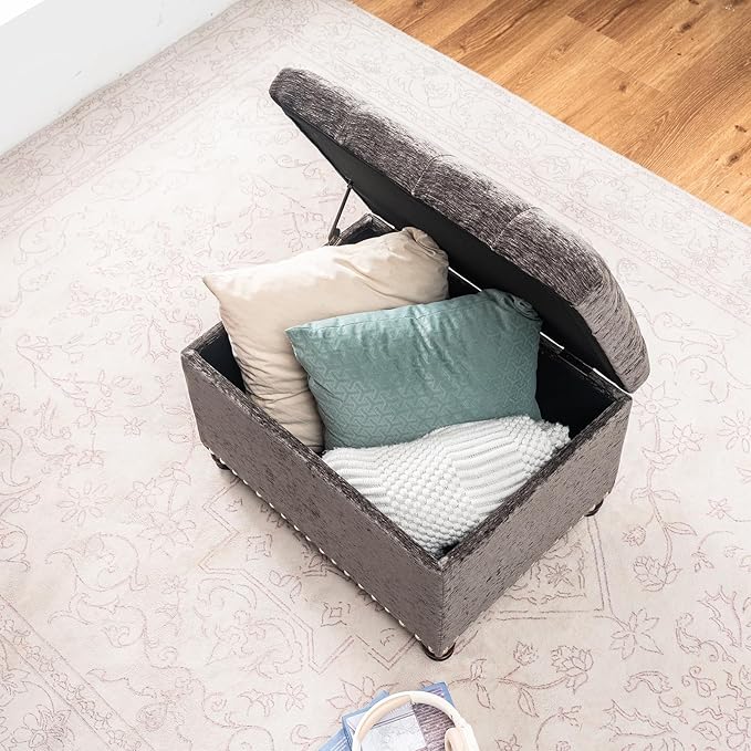 Joveco Storage Ottoman Bench, Rectangle 24