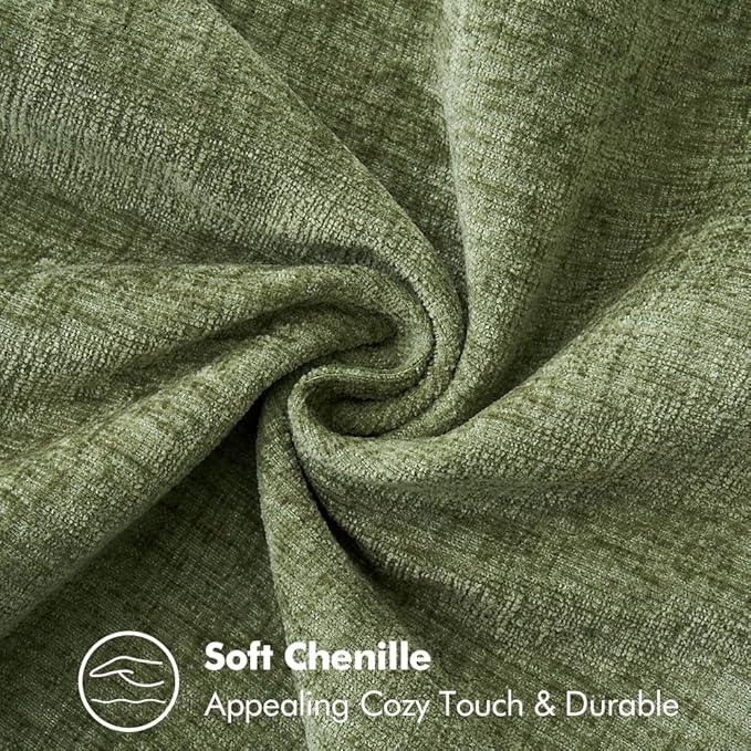 MIULEE Pack of 2 Fall Couch Throw Pillow Covers 18x18 Inch Sage Green Farmhouse Decorative Pillow Covers with Stitched Edge Soft Chenille Solid Dyed Spring Pillow Covers for Sofa Bed Living Room