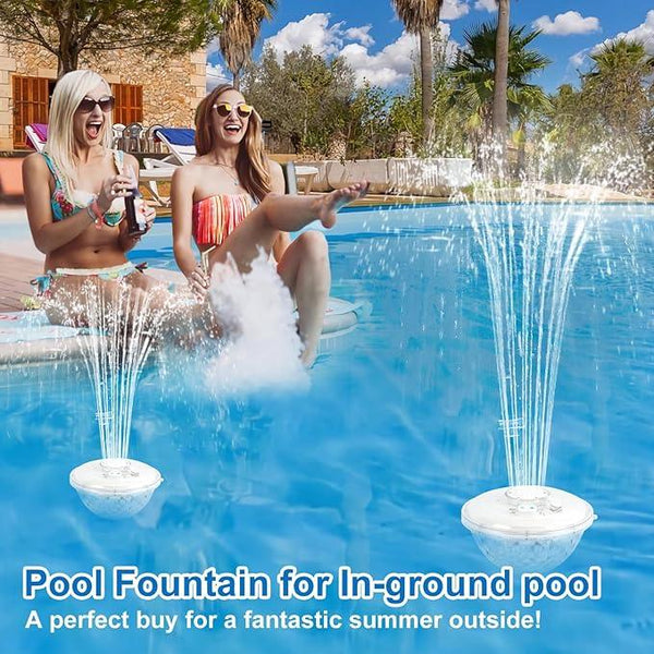 Floating Pool Fountain with Underwater Light Show,Pool Water Fountain Rechargeable Battery Powered,2 Spray Modes Pool Fountain Pump for Inground Above Ground Pools-1PC
