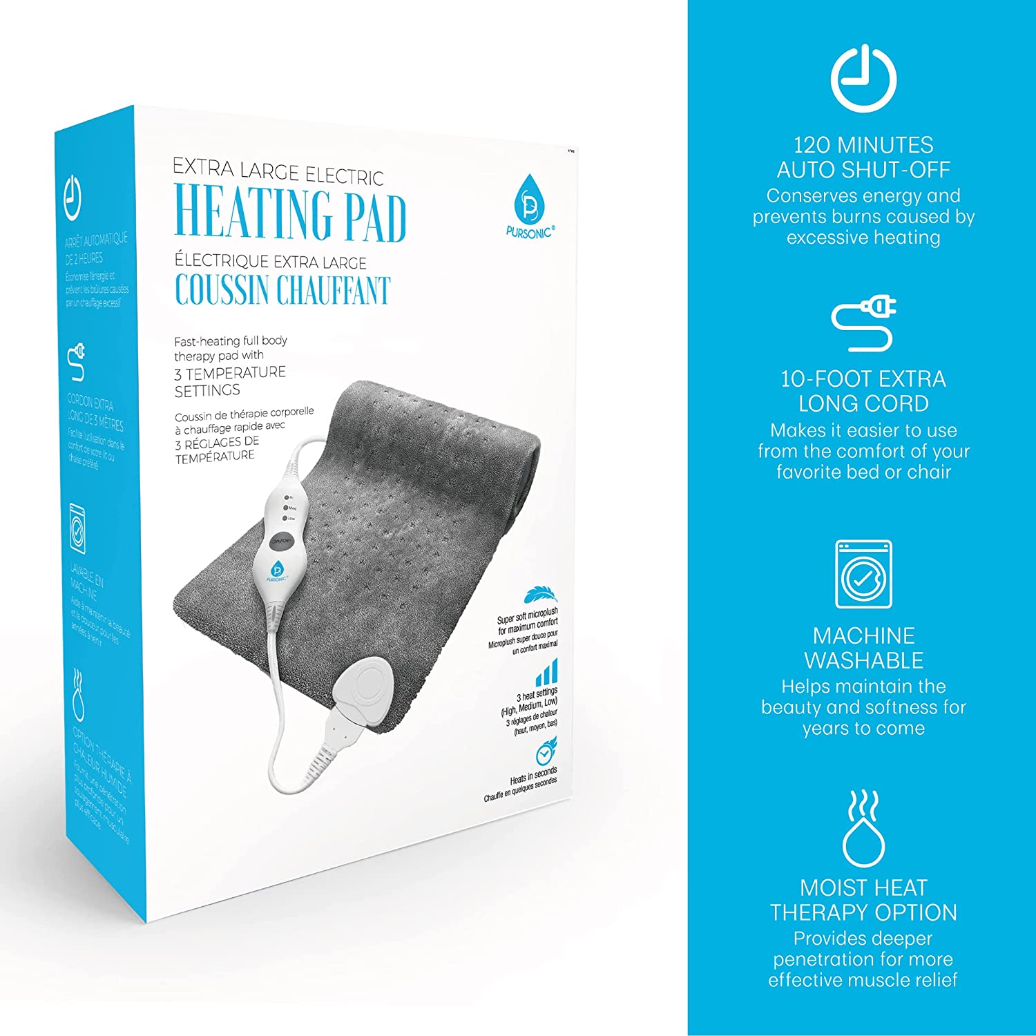 Extra Large Heating Pad & Rechargeable Stomach & Back Massager