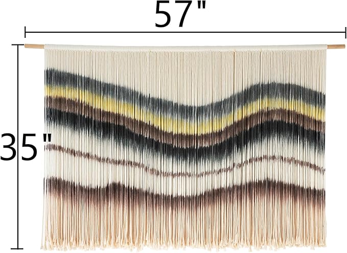 Macrame Wall Hanging Boho Chic Wall Art Macrame Wall Decor Fiber Yarn Tapestry Dip-Dye Living Room Home Bedroom Wall Decor 57
