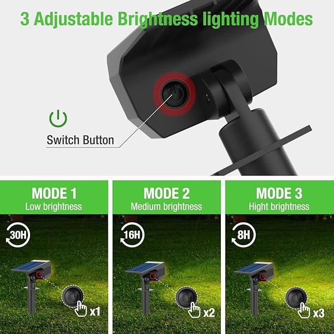 nipify 12 Pack Solar Spot Lights Outdoor Motion Sensor with 3 Modes,Solar Spotlights Outdoor Waterproof 2-in-1 Auto On/Off Solar Landscape Lighting for Outside Yard Wall Garden Pathway, Warm White