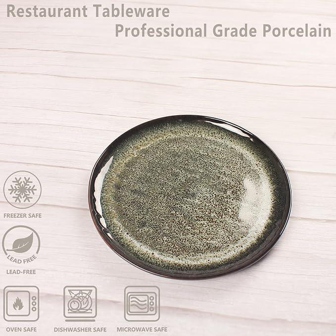 Ceramic Dinner Plates Dish Set,Set of 4,for Lunch snacks -Microwave Oven & Dishwasher Safe,Scratch Resistant,Dinnerware Kitchen Porcelain Serving Dishes 10 Inch Round