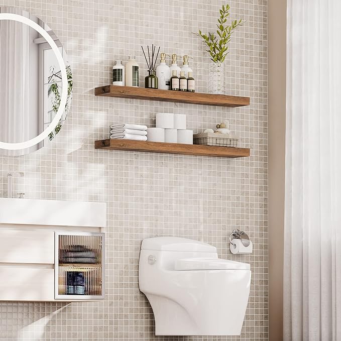 HOOBRO Floating Shelves for Wall, Wall Mounted Shelf Set of 2, 47.2