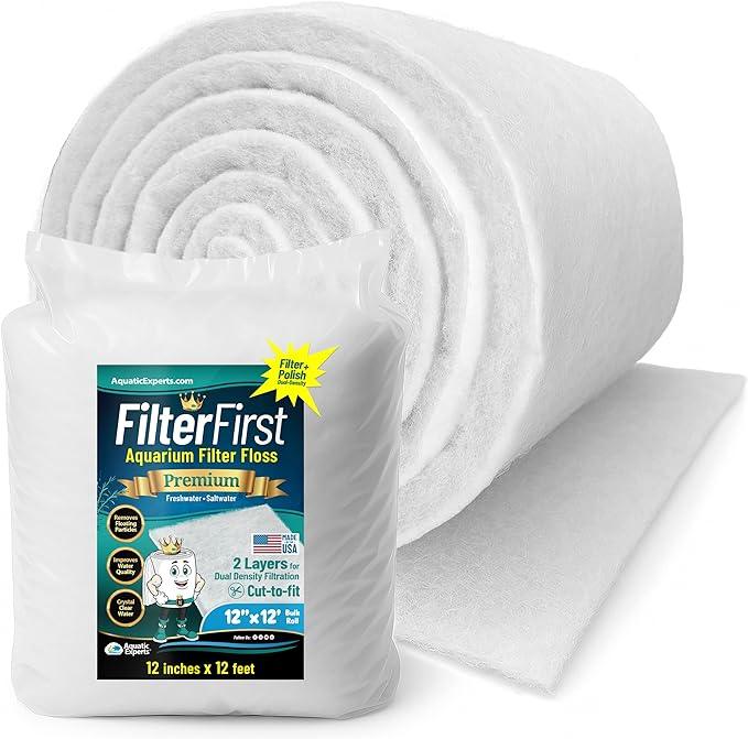 Aquatic Experts Aquarium Filter Floss for Fish Tank Filters - FilterFirst Aquarium Filter Pad - Media Roll for Crystal Clear Water, 3/4