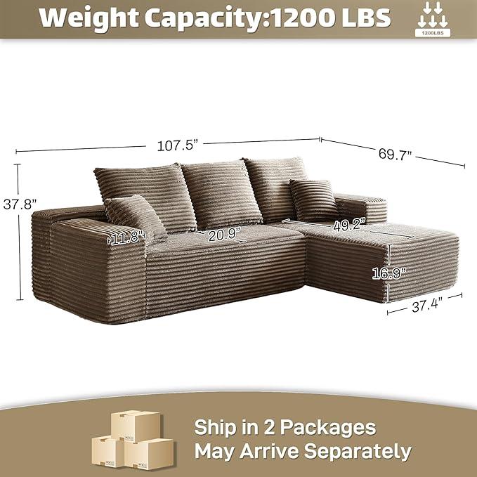 HYJT H&K Modular Sectional Sofa Cloud Couch, 107