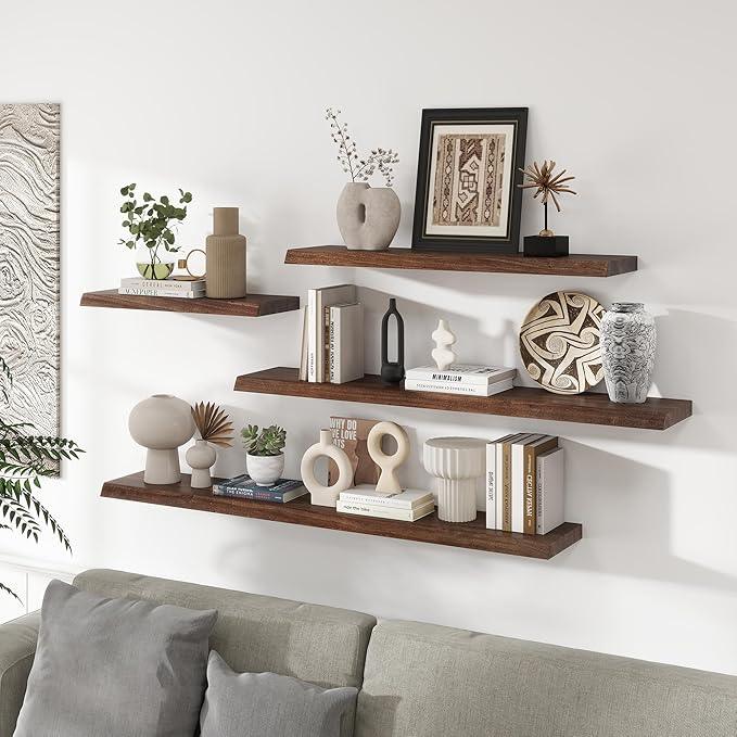 RICHFOCUS Live Edge Elm Floating Shelves - 24
