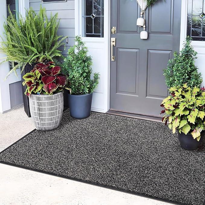 Mibao Front Door Mat, Dirt Trapper Welcome Mat for Outdoor Indoor, Non-Slip Waterproof Doormat, Durable Machine Washable Low Profile Entry Rug for Back Door Outside Patio Porch, 60