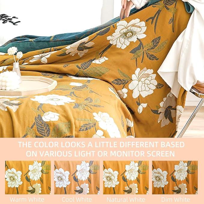 Boho Throw Blanket for Bed - 100% Pure Cotton Ultra Soft Rustic Quilt - Farmhouse Decor Bed Blankets, All Season Rustic Throw for Sofa Couch Chair(60
