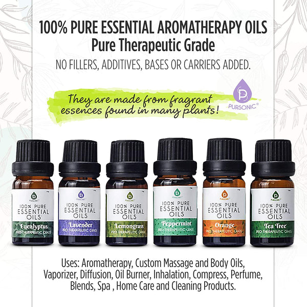 Pursonic Ultimate Wellness Bundle: Air Purifier, Diffuser & Essential Oils Set