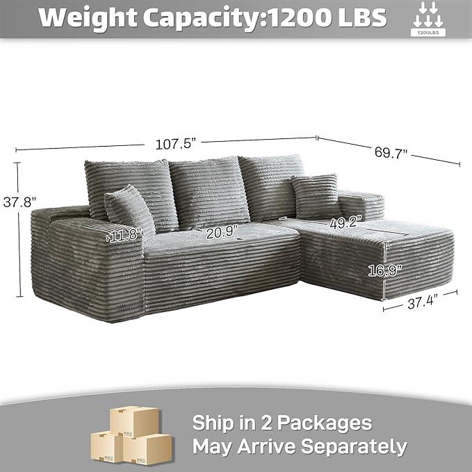 HYJT-H&K Modular Sectional Sofa Cloud Secttional Couch, 107