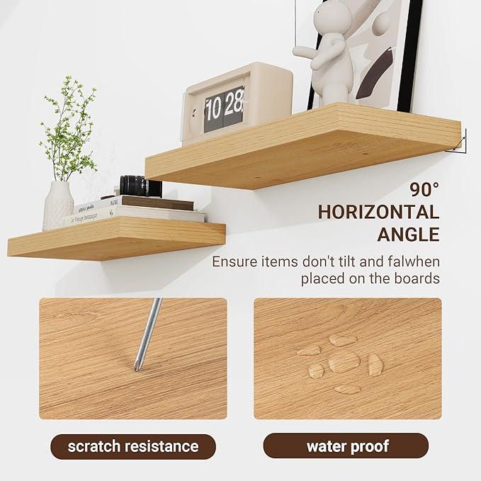 36 Inch Floating Shelves, 3D Textured Wood Grain, 36