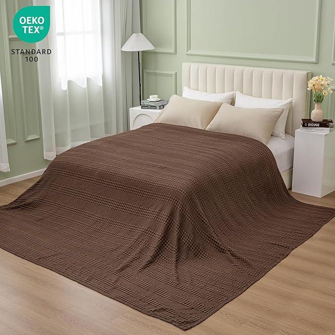 PHF Cooling Waffle Blanket California King Size, Lightweight 60% Rayon Derived from Bamboo & 40% Cotton Breathable Blanket for Hot Sleepers, Soft and Luxury for Bed Couch Sofa, 110
