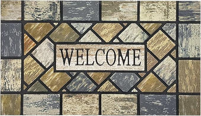 CHICHIC 18 x 30 Inch Square Welcome Door Mat Front Doormat Outdoors for Home Entrance Outdoors Mat for Outside Entry Way Doormat Entry Rugs, Heavy Duty Non Slip Rubber Back Low Profile
