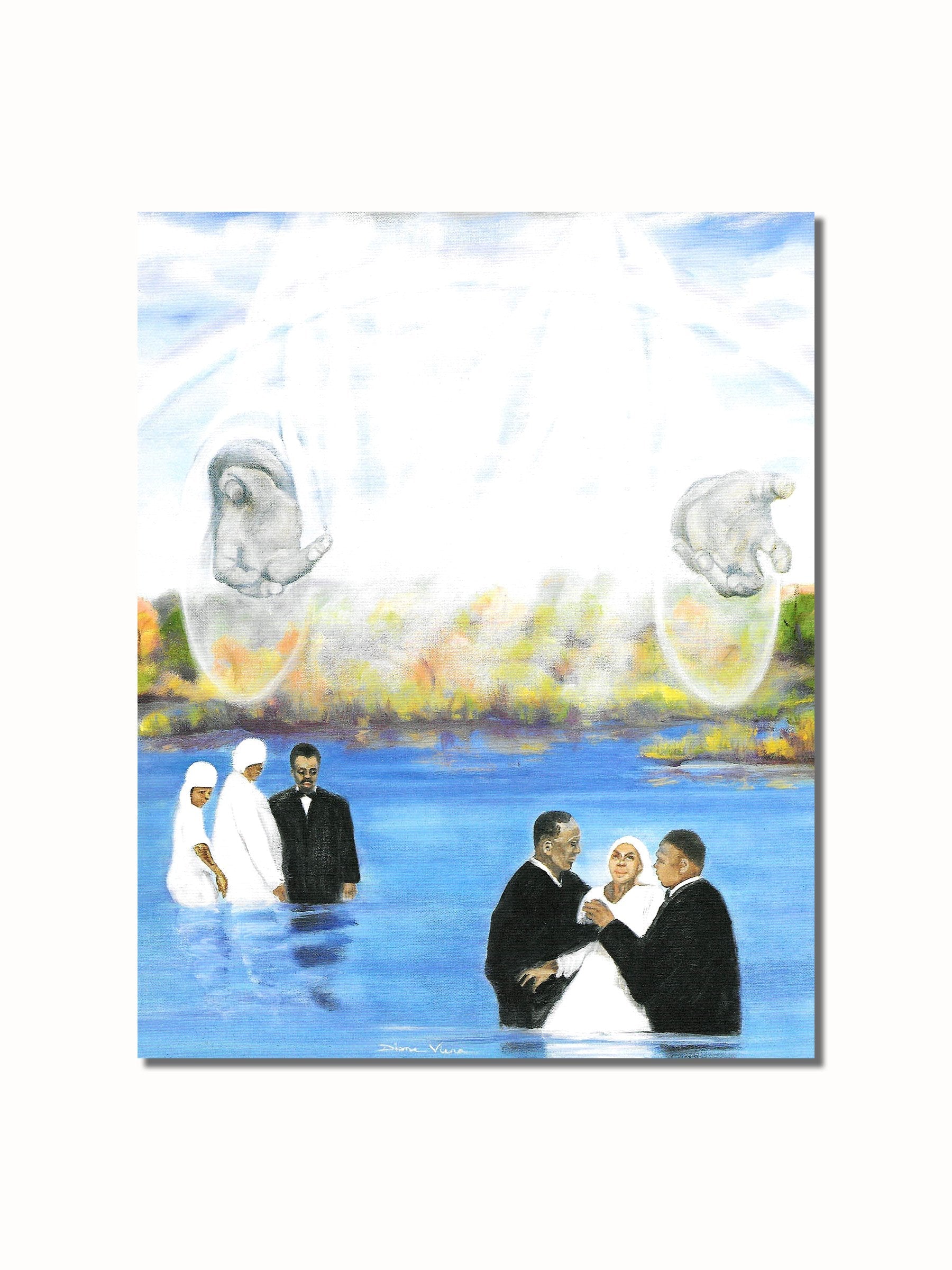 African American Art Print – Heavenly Baptism Scene 8x10 Unframed Wall Decor