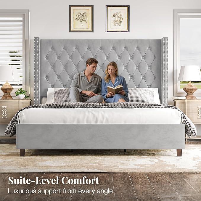 PaPaJet King Size Bed Frame with 61.4