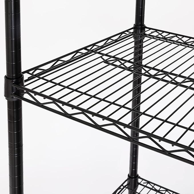 Seville Classics UltraDurable Heavy Duty NSF Solid Steel Wire Rack Storage Unit, Organizer for Garage, Warehouse, Office, Restaurant, Classroom, Kitchen, Black, 5-Tier Shelving, 48