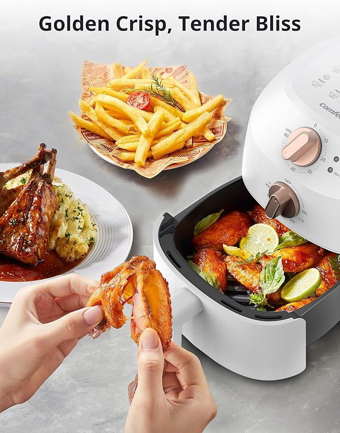 COMFEE' Compact 2.1 Quart Air Fryer with 12 Menu Options, Adjustable Timer & Temperature Control 180-400 degrees F, Dishwasher-Safe Nonstick Fry Basket with Stainless Steel Finish