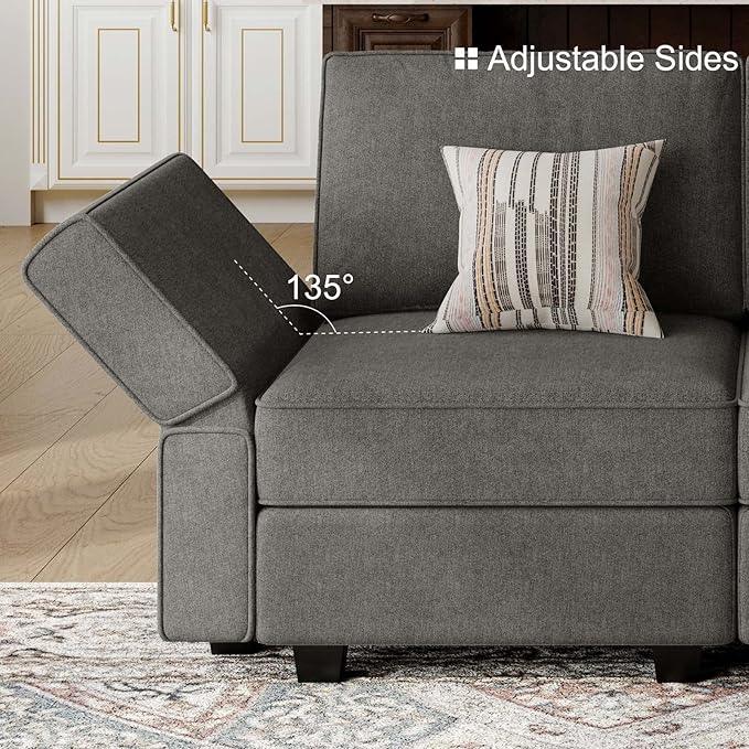 Belffin Modular Sectional Sleeper Sofa Bed Convertible Sectional Couches for Living Room. Light Grey Couch