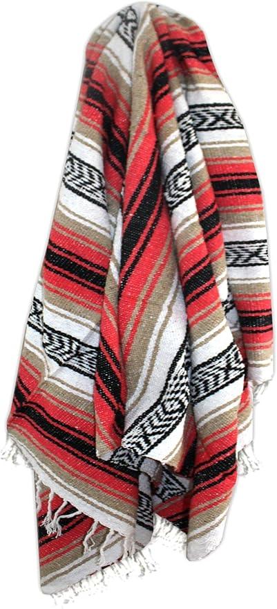 Del Mex Classic Mexican Blanket, Large Authentic Woven Falsa Throw (70