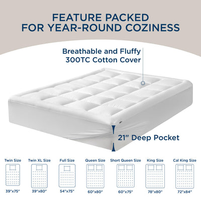 Bedsure Twin XL Mattress Pad, Deep Pocket Fits 8-21 in, White