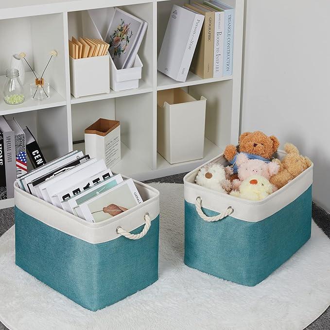 Bidtakay Foldable Storage Bins Set of 2 Tall Cloth Baskets 16