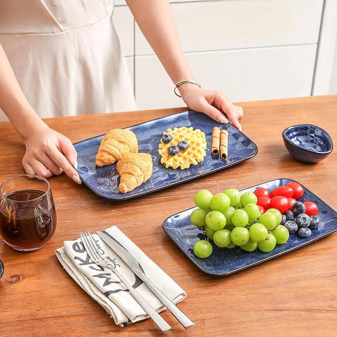 vicrays Ceramic Rectangle Serving Platters - 14