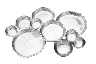 Cluster of 10 Round Serving Bowls Silver Clusters Decorative Tray