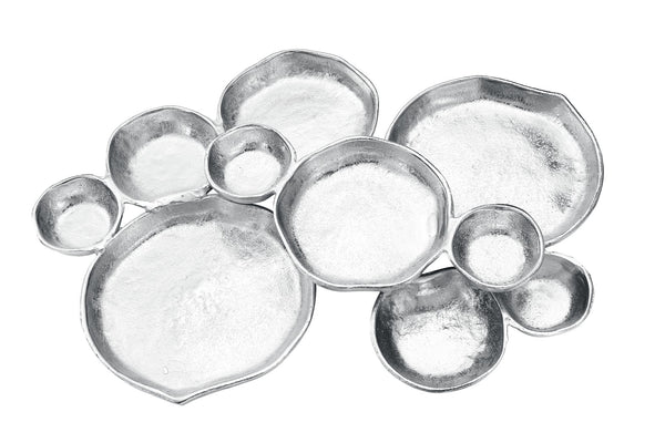 Cluster of 10 Round Serving Bowls Silver Clusters Decorative Tray