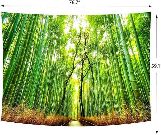 Delur Forest Pathway Tapestry Sunset Tropical Rainforest Nature Tree Tapestry Wall Hanging Sunrise Scenic Natural Green Landscape Headboard for Bedroom Living Room Home Decor (59.1