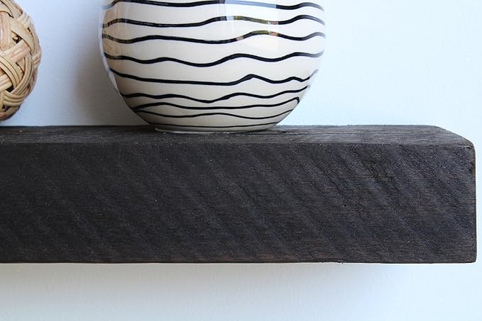 Urban Legacy Reclaimed Barnwood Planks | Floating Shelves for Wall w/Flush Mount Shelf Bracket Set Included | Set of 2 (Coffee Bean, 40
