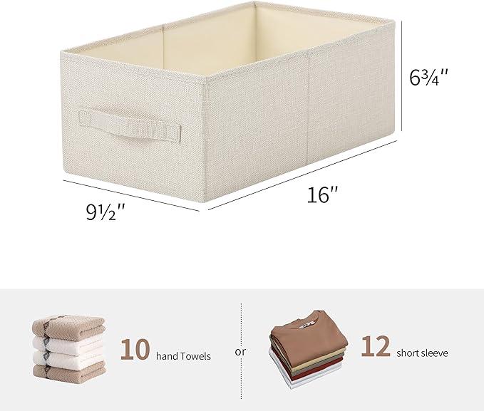 Linen Folding Storage Bins, 3 Pack Large Storage Baskets, Washable, Clothing Storage Bins with Handle, Closet Organizer for Storage Sweater,Sheets (Beige, 16