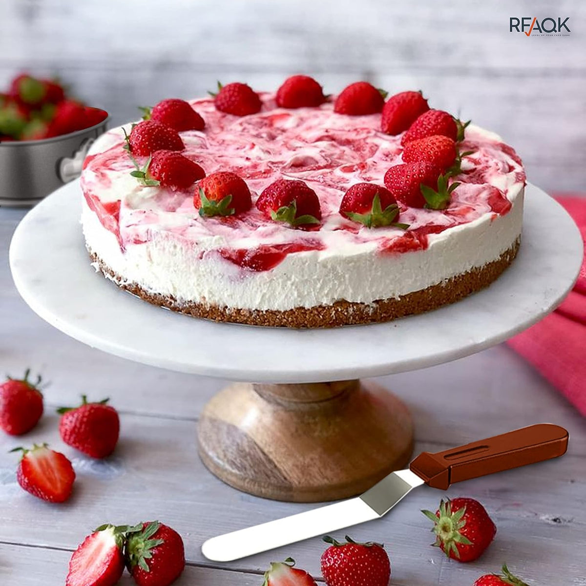 RFAQK 8 Inch Springform Cake Pan-Nonstick Baking Set with Removable Bottom,Leakproof Cheesecake Pan with 50Pcs Parchment Papers,(E-Book Included)