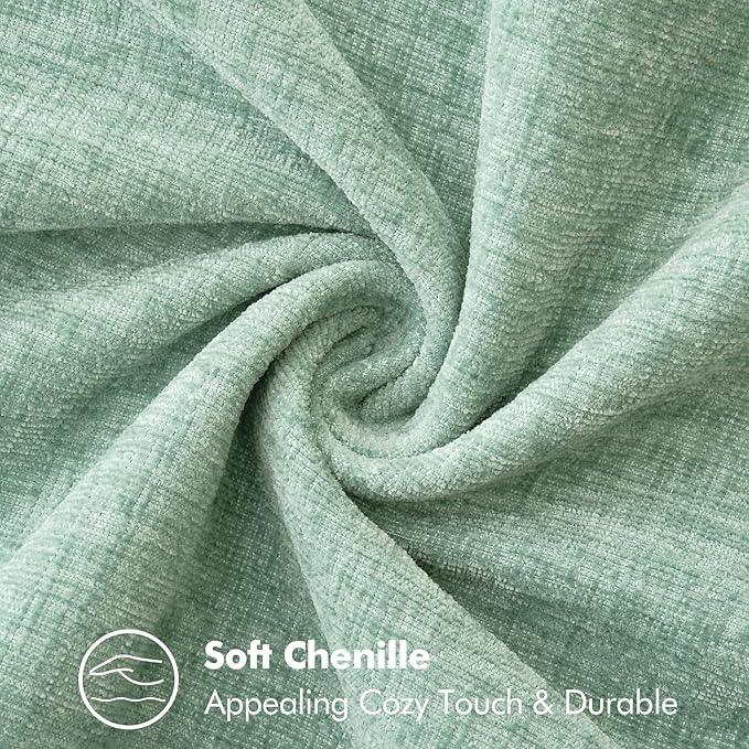 MIULEE Pack of 2 Couch Throw Pillow Covers 20x20 Inch Greyish Green Farmhouse Decorative Pillow Covers with Stitched Edge Soft Chenille Solid Dyed Spring Pillow Covers for Sofa Bed Living Room